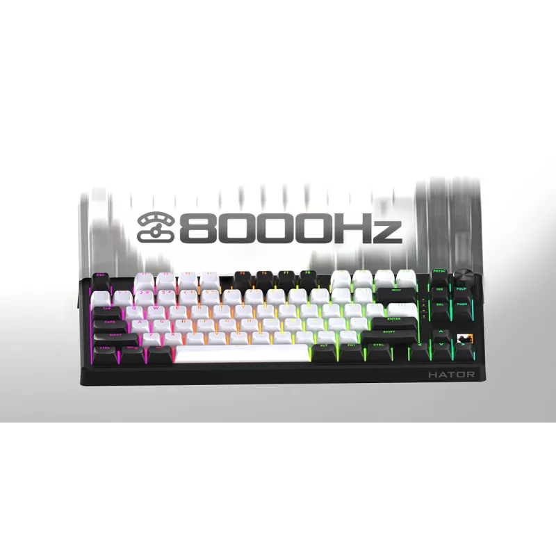 Teclado gaming sem fios HATOR Skyfall 80 MAG ULTIMA 8K USB + RF Wireless + Bluetooth QWERTY US English preto, branco