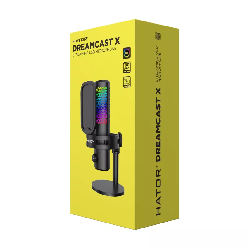 Microfone de podcast HATOR Dreamcast X, preto, -32 dB, 20 - 16000 Hz, 16 Bit, 96 kHz, 70 dB