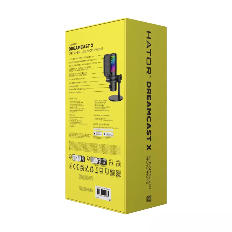 Microfone de podcast HATOR Dreamcast X, preto, -32 dB, 20 - 16000 Hz, 16 Bit, 96 kHz, 70 dB