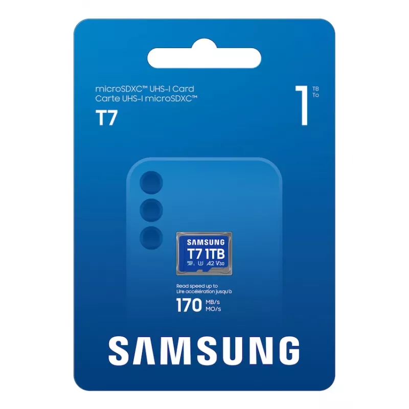 Cartão microSD Samsung T7, 1 TB, MicroSDXC, UHS-I, 170 MB/s, Classe 3 (U3), V30