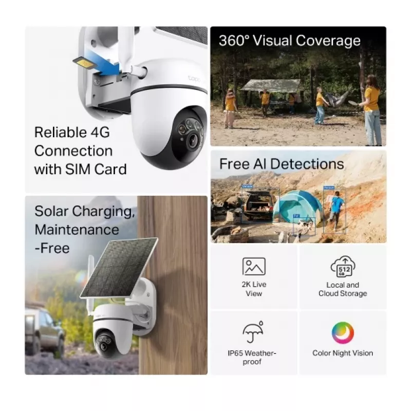 TP-Link Tapo C615G KIT Câmara de vigilância IP tipo dome para exterior 2304 x 1296 píxeis teto/parede/mastro