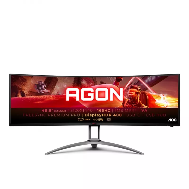AOC B2 AG493UCX2 Monitor de computador 124 cm (48,8″) 5120 x 1440 píxeis Quad HD LED preto