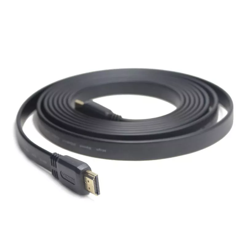 Cabo HDMI-HDMI v2.0 3D TV High Speed Ethernet 1,8 m plano (extremidades douradas)