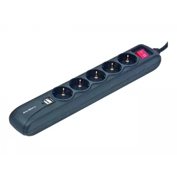 Extensão de cabo de alimentação 1,5m/5 tomadas +2USB SPG5-U2-5 Gembird