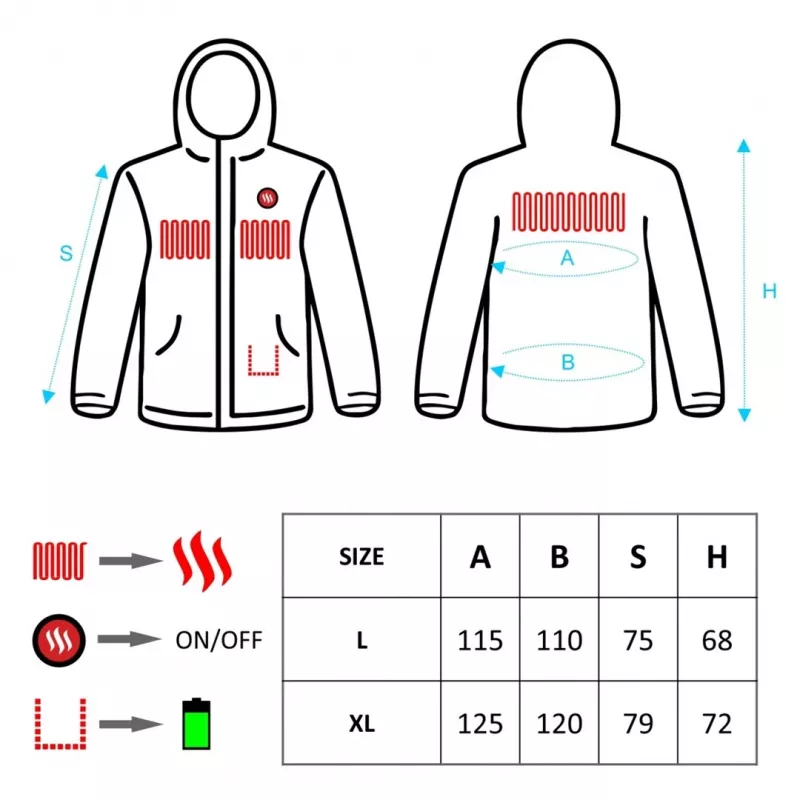 Casaco aquecido para homem, tamanho: L, XL