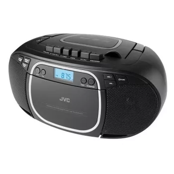 Leitor de CD portátil JVC RC-E451B preto — CD/MP3, Bluetooth, FM 87,5–108 MHz, USB, AUX, 3,2 W RMS