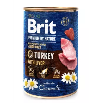 Brit Premium by Nature Junior peru com fígado comida húmida para cães 400 g