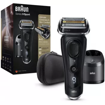 Máquina de barbear de lâminas Braun Series 9 9352cc Sport aparador preto cinzento