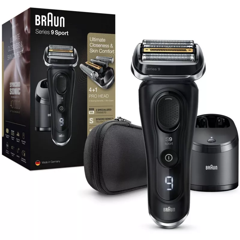 Máquina de barbear de lâminas Braun Series 9 9352cc Sport aparador preto cinzento