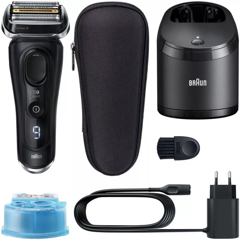 Máquina de barbear de lâminas Braun Series 9 9352cc Sport aparador preto cinzento