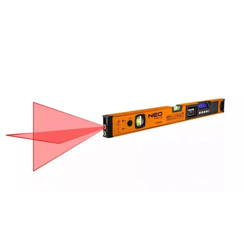 Nível de bolha com indicador eletrónico e ponteiro laser Neo Tools 60 cm
