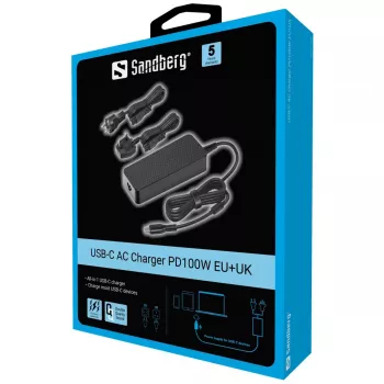 Sandberg 135-82 Carregador USB-C AC PD100W EU+UK