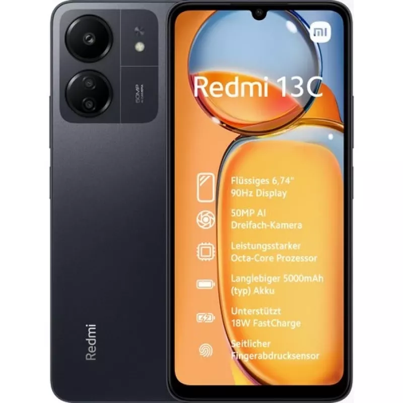 Xiaomi Redmi 13C - Smartphone 4G - Dual-SIM - RAM 4 GB / Armazenamento interno 128 GB - slot microSD - Ecrã LCD - 6.74 - 1600 x 720 píxeis (90 Hz)