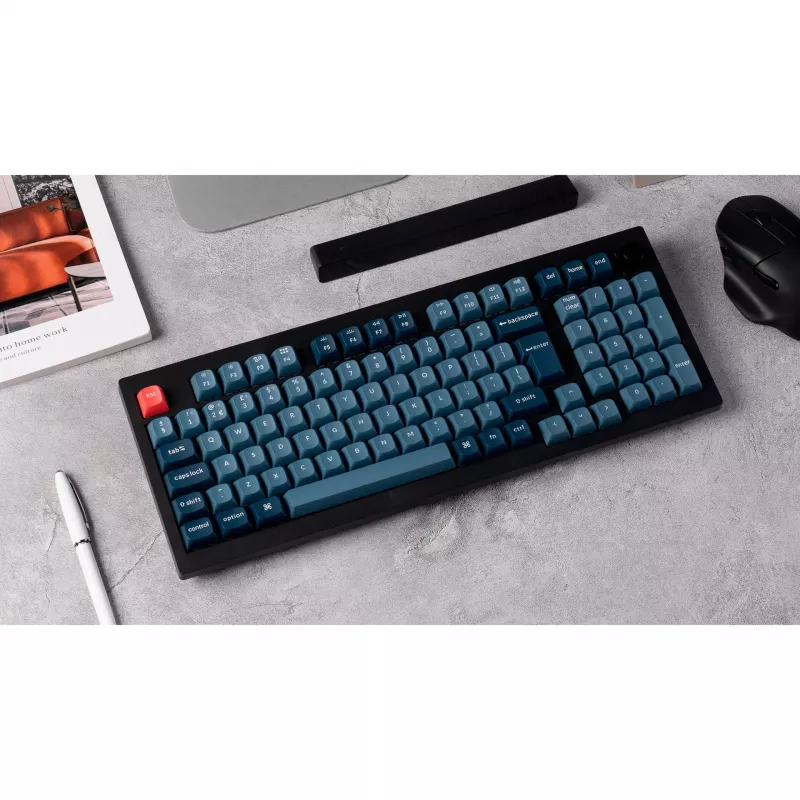 V5 Max, teclado gaming preto/azul-cinzento, layout DE, Gateron Jupiter Banana, Hot-Swap, RGB