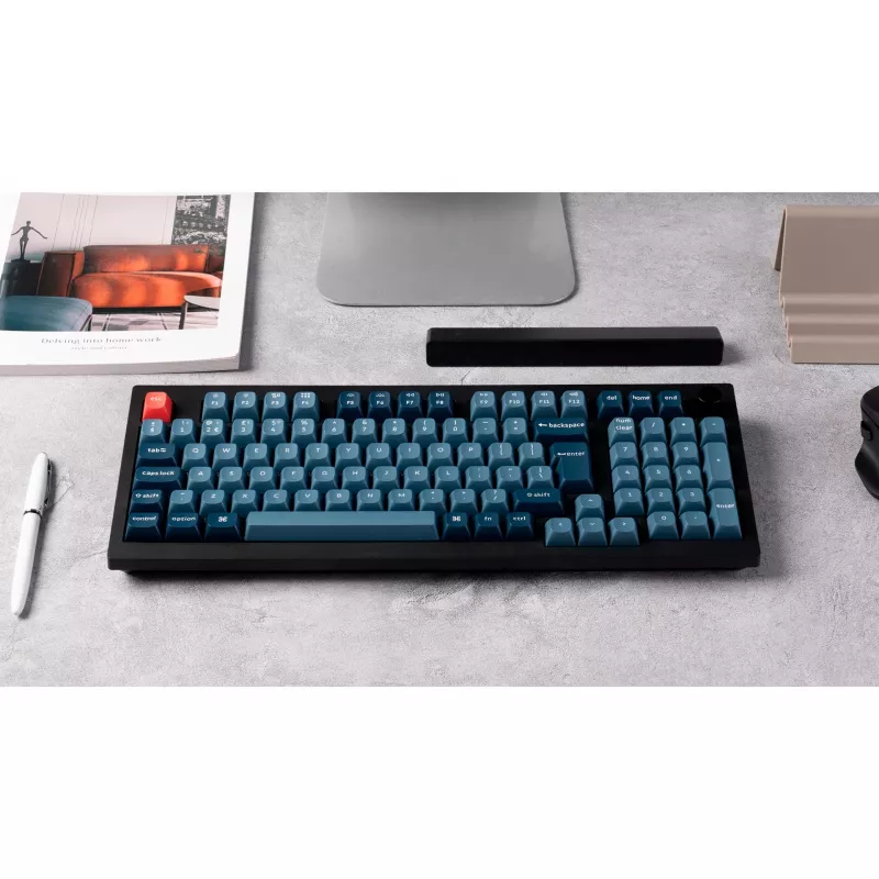 V5 Max, teclado gaming preto/azul-cinzento, layout DE, Gateron Jupiter Banana, Hot-Swap, RGB