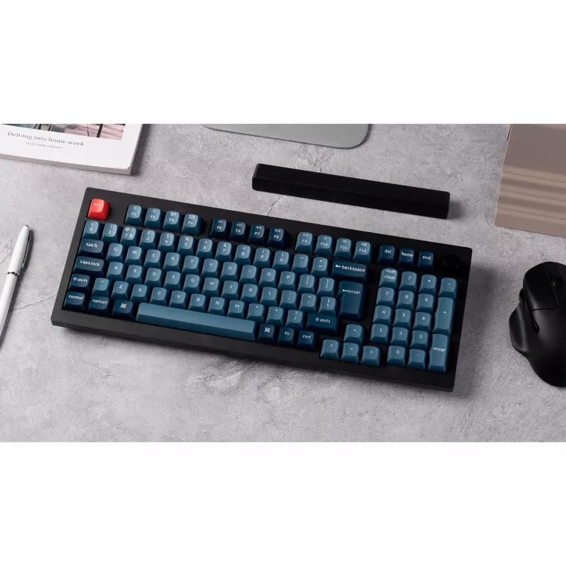 V5 Max, teclado gaming preto/azul-cinzento, layout DE, Gateron Jupiter Banana, Hot-Swap, RGB