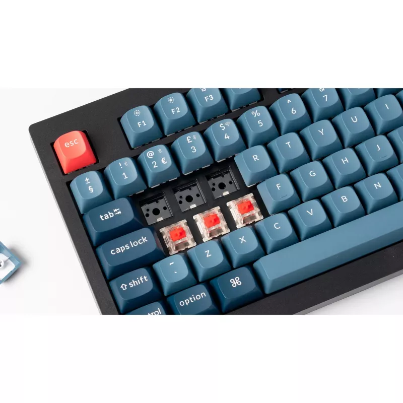 V5 Max, teclado gaming preto/azul-cinzento, layout DE, Gateron Jupiter Banana, Hot-Swap, RGB