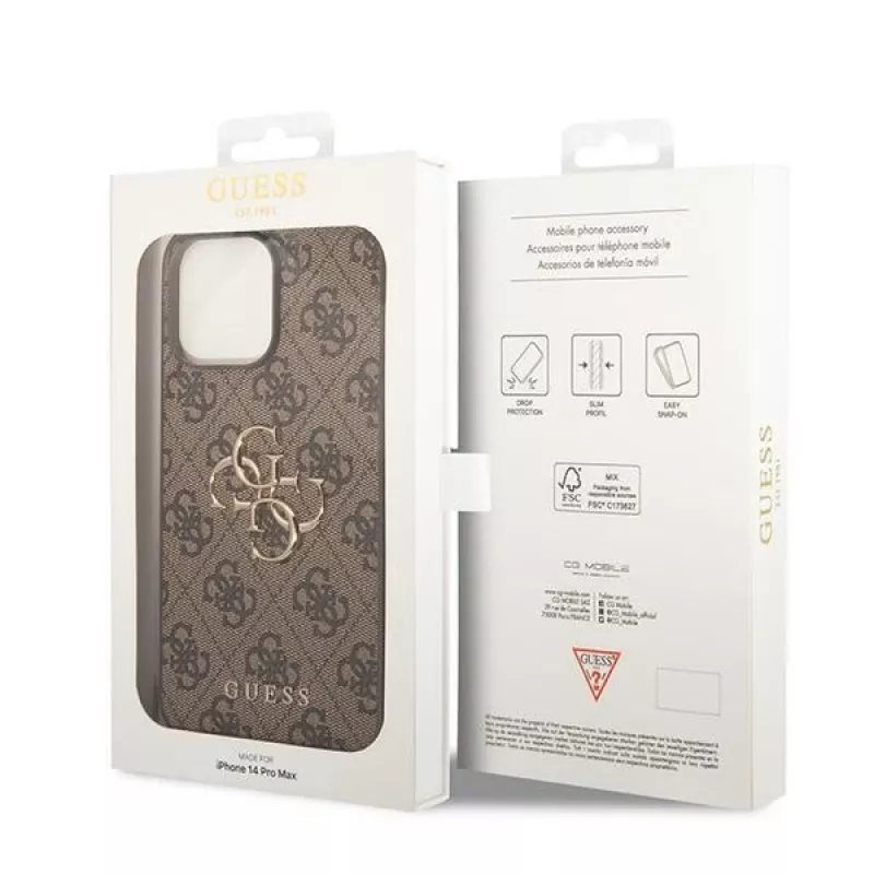 GUESS D?klas Guess GUHCP15L4GMGBR iPhone 15 Pro 6.1 ruda | ruda capa rígida 4G Big Metal Logo
