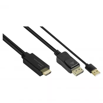 Adaptador de cabo de vídeo Alcasa HDMI-DP020 2 m HDMI Type-A DisplayPort preto