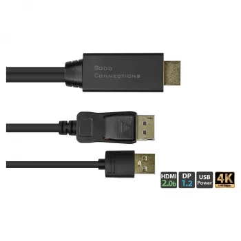 Adaptador de cabo de vídeo Alcasa HDMI-DP020 2 m HDMI Type-A DisplayPort preto
