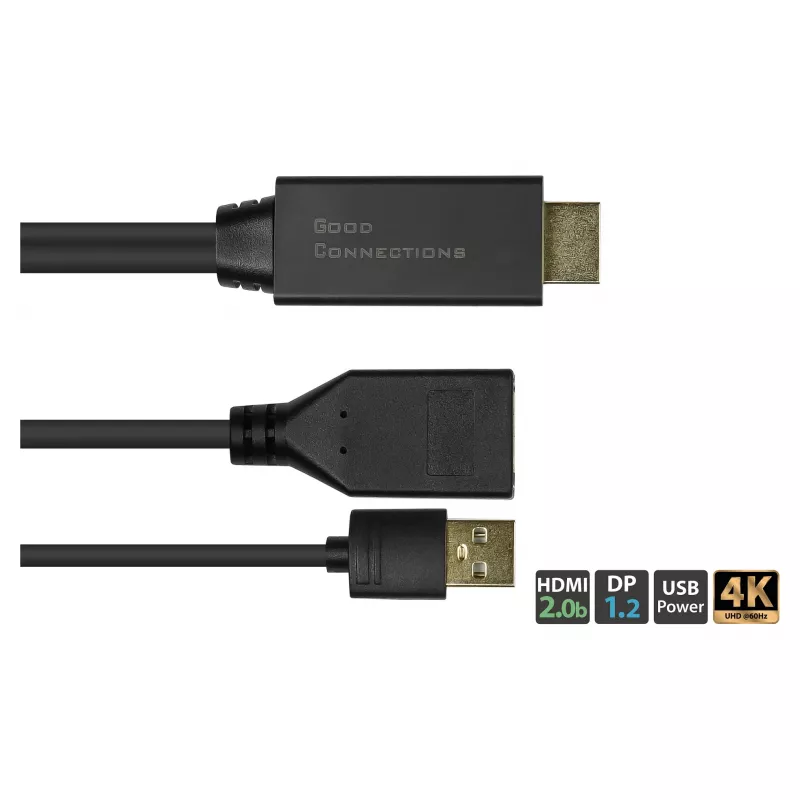 Adaptador de cabo de vídeo Alcasa HDMI-AD22 0,3 m HDMI Type-A DisplayPort preto