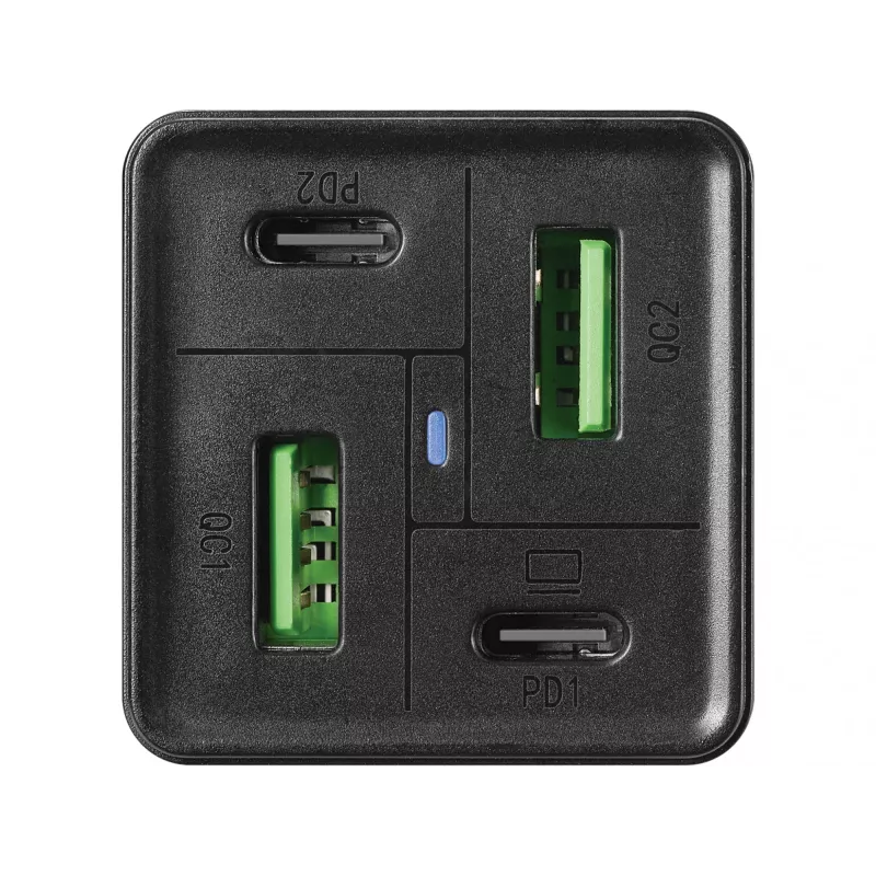 Fonte de alimentação SANDBERG - 65 Watt - 3,25 A - PD, QC - 4 portas de saída (2 x USB, 2 x USB-C)