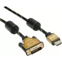 Roline Gold - Cabo de vídeo - Dual Link - HDMI / DVI - DVI-D (M) para HDMI (M) - 5 m - blindado - Preto, Dourado - Suporte 4K