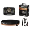 Lanterna de cabeça Duracell DH1000R — preta/laranja, luz recarregável mãos livres