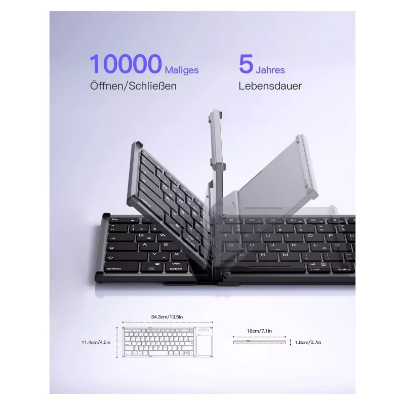 Teclado Inateck KB06101_STEEL GRAY Home RF Wireless + Bluetooth QWERTZ inglês preto