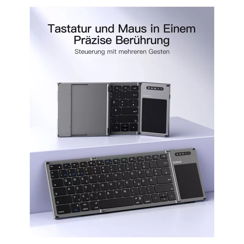 Teclado Inateck KB06101_STEEL GRAY Home RF Wireless + Bluetooth QWERTZ inglês preto