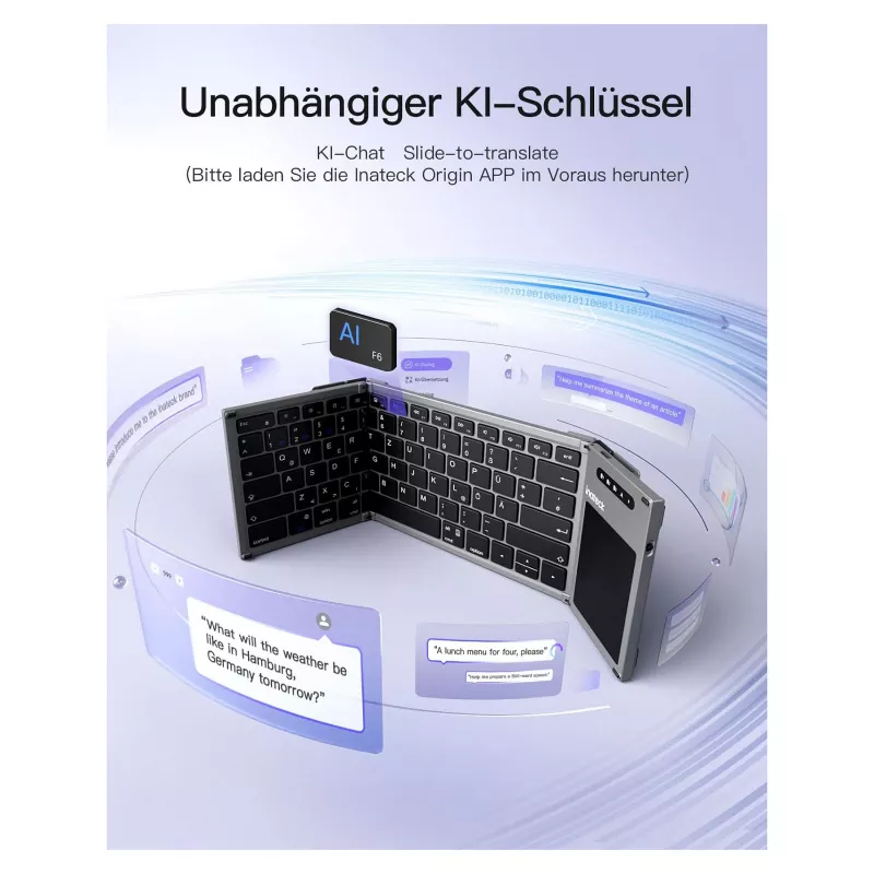 Teclado Inateck KB06101_STEEL GRAY Home RF Wireless + Bluetooth QWERTZ inglês preto