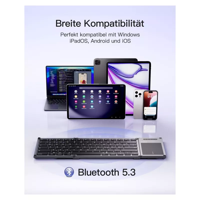 Teclado Inateck KB06101_STEEL GRAY Home RF Wireless + Bluetooth QWERTZ inglês preto