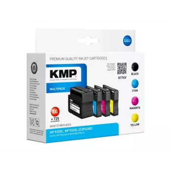 Cartucho KMP C2P42AE HP 932XL + 933XL preto cor