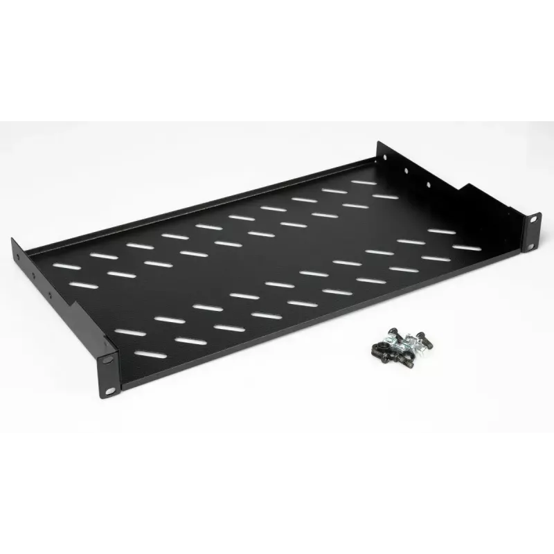 Prateleira para rack EQUIP fixa 19 polegadas, 1HE, 400 mm de profundidade, preta, 485 mm de largura
