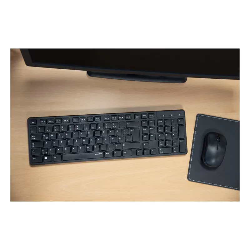 Conjunto de secretária sem fios Speedlink SIGNIUM SL-640303-BK preto — layout DE, teclado e rato sem fios