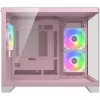 Caixa de PC mini-torre Cougar FV150 ARGB – rosa, suporta 2x ventoinhas laterais de 120/140 mm, 1x 120 mm traseira, HDD de 2,5