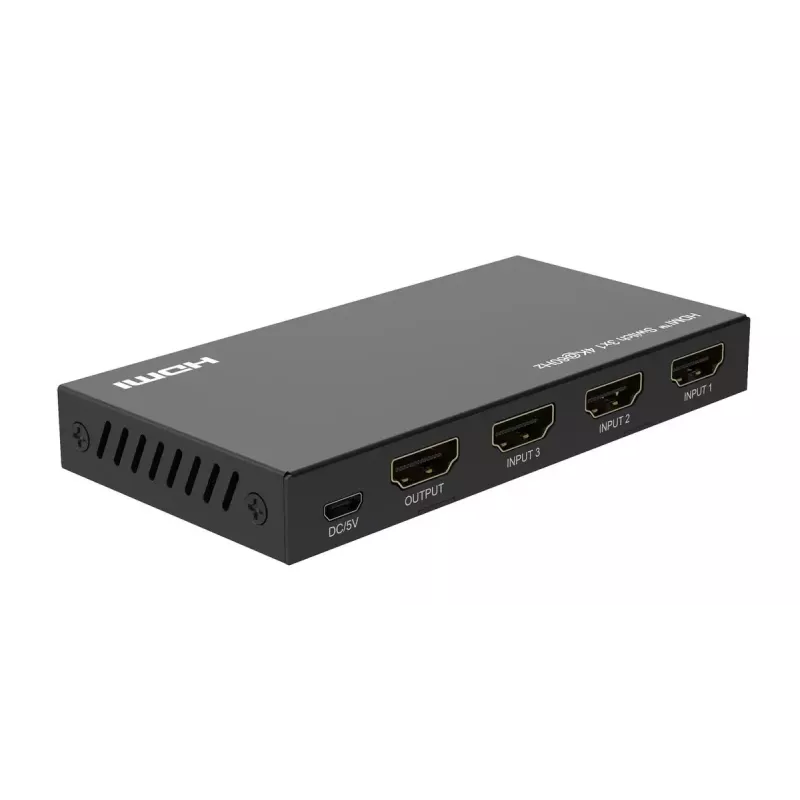 Comutador de vídeo MicroConnect MC-HDMISWITCH0301-4K 4K 60Hz metal preto
