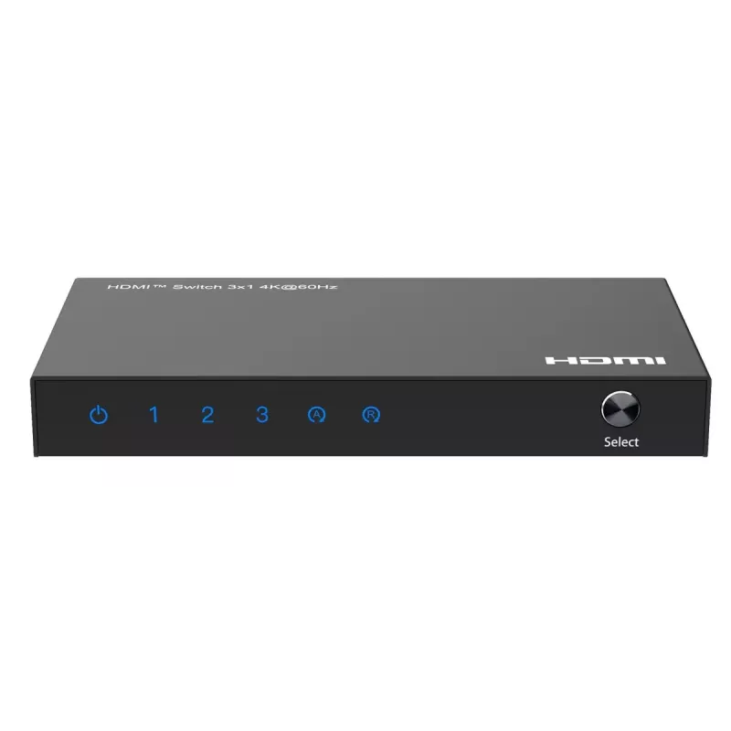 Comutador de vídeo MicroConnect MC-HDMISWITCH0301-4K 4K 60Hz metal preto