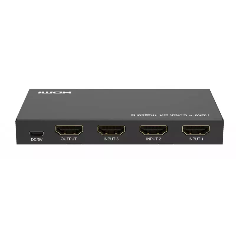 Comutador de vídeo MicroConnect MC-HDMISWITCH0301-4K 4K 60Hz metal preto