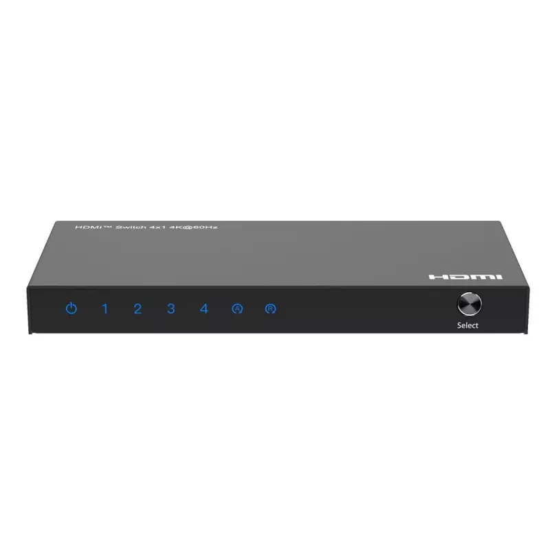 Comutador de vídeo MicroConnect MC-HDMISWITCH0401-4K 4K 60Hz metal preto