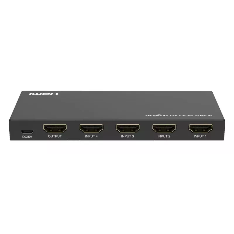 Comutador de vídeo MicroConnect MC-HDMISWITCH0401-4K 4K 60Hz metal preto
