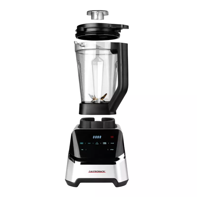 Batedeira de mesa GASTROBACK Mix & Soup (2000 W, 2 L, recipiente Tritan, lâminas de titânio, controlo tátil, preto/aço inoxidável)