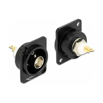 Conector fêmea BNC DELOCK 86788, preto, 26×31,4×31 mm