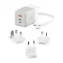 Carregador móvel ALOGIC WCM3X100G — Carregador AC de interior para smartphone e tablet, 2x USB-C, 100–240V, Branco