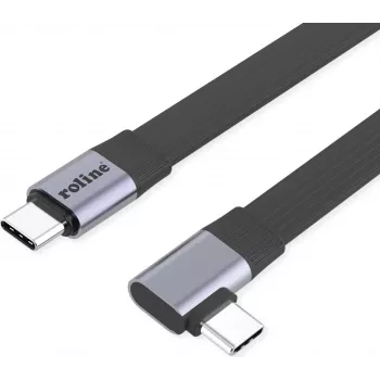 Cabo ROLINE USB4-2.0 (80 Gbit/s), plano ST/ST, reto-90° angular, 0,13 m (11.02.9099)