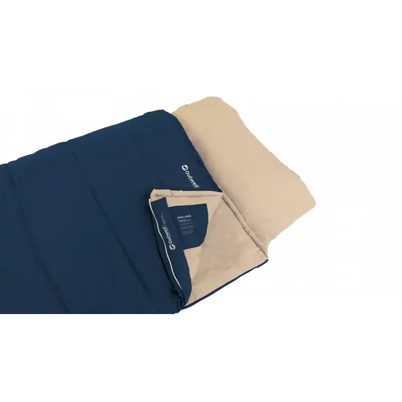 Saco-cama Outwell Contour Lux 190 cm, sintético, fecho de correr à esquerda, azul-escuro