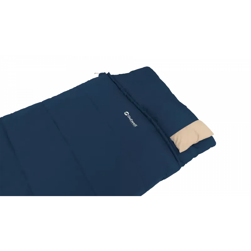 Saco-cama Outwell Contour Lux 190 cm, sintético, fecho de correr à esquerda, azul-escuro