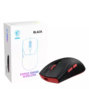 Rato gaming sem fios MSI Forge GM340, ambidestro, ótico, 12000 DPI, preto
