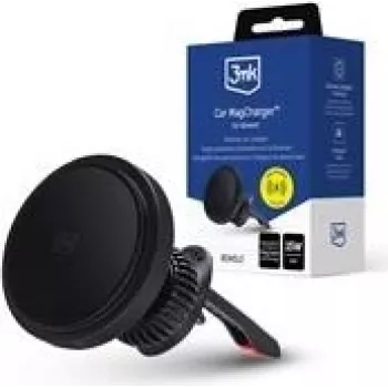 Suporte magnético para automóvel 3MK Car MagCharger – suporte magnético para telemóvel no automóvel, carregador sem fios universal compatível com dispositivos MagSafe