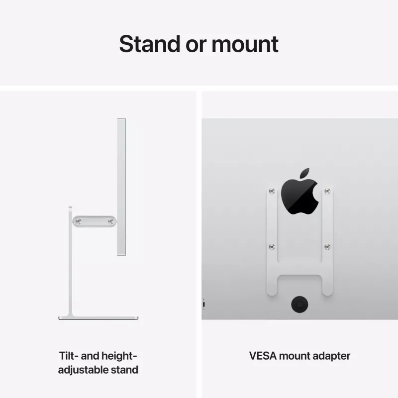Monitor Apple Studio Display XDR 27 polegadas 5K Ultra HD LED, vidro standard, suporte ajustável em inclinação e altura, prateado